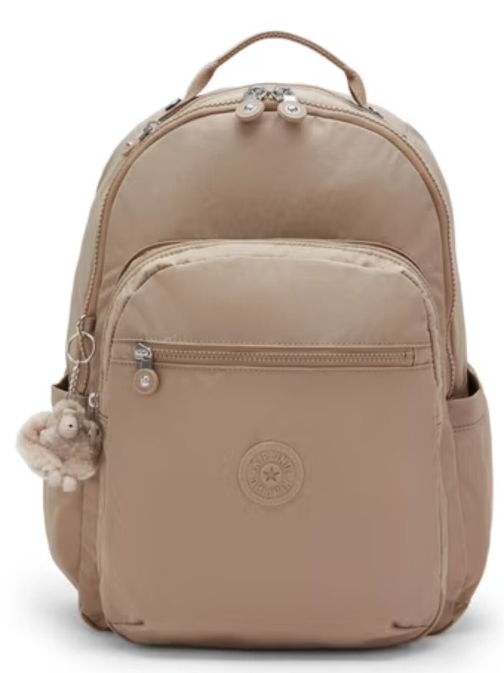 Kipling Seoul Light Backpack Dusty Taupe 17" Laptop Monkey Keychain NWT